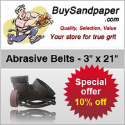 10% Off on 3 x 21 inch Abrasive Belts Promo code is 10off3x21